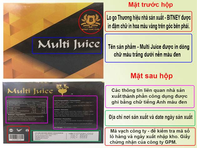 Cách phân biệt sản phẩm Multi Juice chính hãng