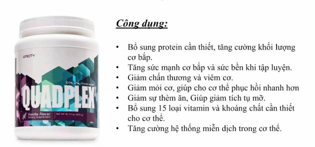 Công dụng của bột dinh dưỡng Quadplex Vanilla Unicity